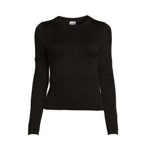 🔺️NWT Black Thermal Knit Stretch Cropped Long Sleeve Top Small